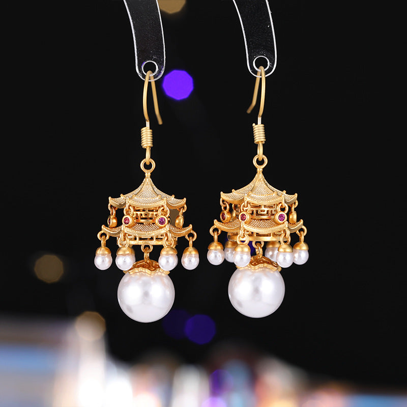 New High-End Rhttps://cdn.shopify.com/s/files/1/0714/1392/3989/files/431ddb6a-3c22-4386-96ef-687b07d471d4.jpg?v=1751779785ed Agate Pearl Tassel Ancient Style Earrings New Chinese Style High-End Pavilion Palace Lantern Court Style Earrings