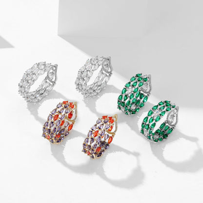 2022New Winter Luxury Style Zircon Inlaid Hoop Earrings with High-end Feel