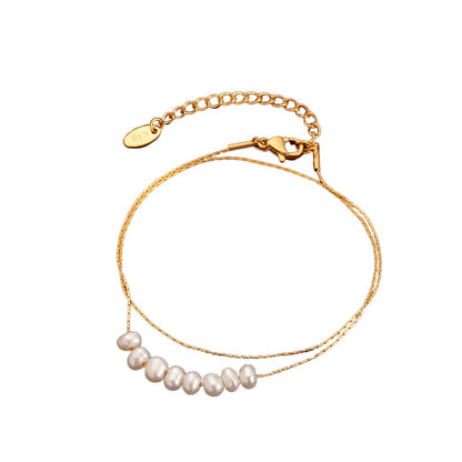 Vintage New Fashion Natural Freshwater Pearl Women's Necklace Light Luxury Niche High-end Simple Versatile Clavicle Chain