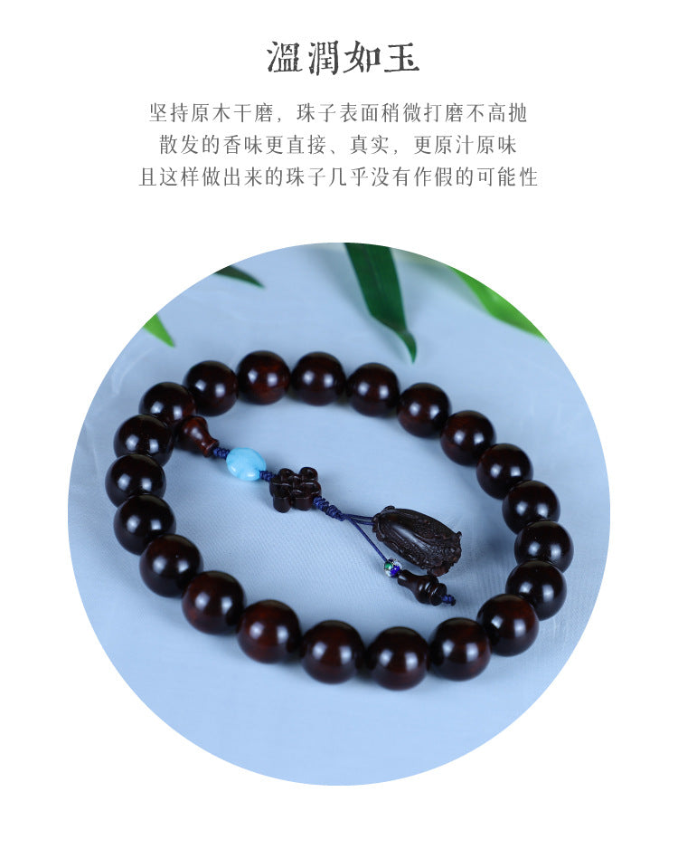 Authentic Indian Small Leaf Red Sandalwood Bracelet Gold Star Old Material Hundred Wealth Buddha Beads Handheld Prayer Beads Sandalwood Red Sandalwood Feng Shui Pendant