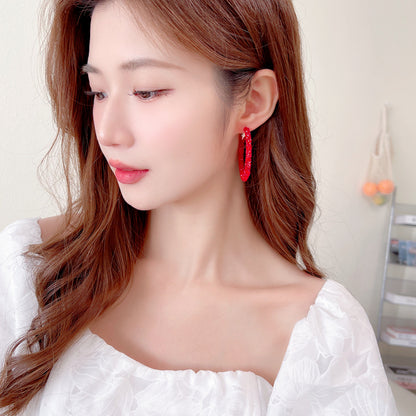 Unique Designer Earrings Ear Clips Internet Celebrity Style Korean Version Dongdaemun New Exaggerated Crystal Full Diamond Hoop Earrings