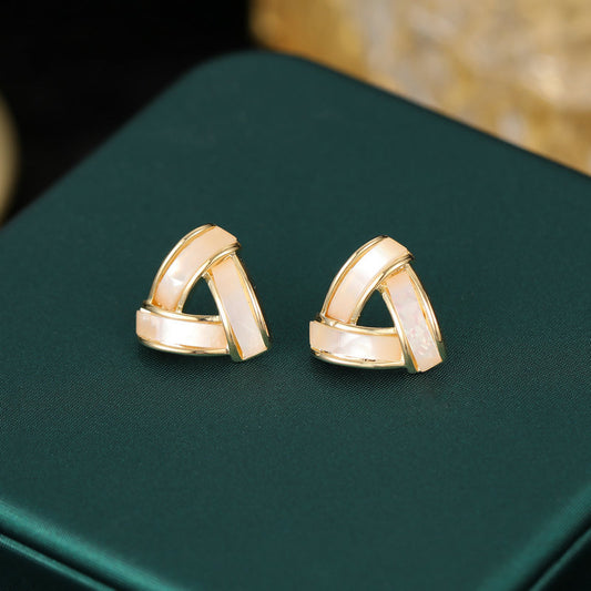 2022New French Style Niche Korean Elegant Internet Celebrity Earrings s925Silver Needle Natural Mother-of-Pearl Triangle Earrings