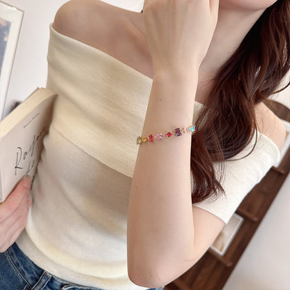 Candy Series Dopamine Zircon Inlaid Geometric Water Drop Exquisite Bracelet High-end Light Luxury Niche Versatile Women's Jewelry