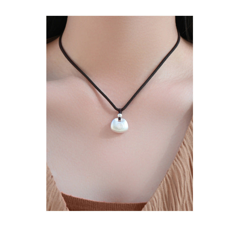 Po S999Pure Silver National Style Fat Fu Pendant Necklace Light Luxury High-end National Trend Ethnic Style Neck Jewelry Hot Item