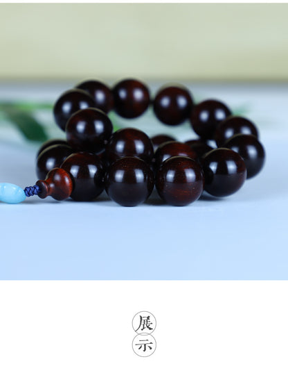 Authentic Indian Small Leaf Red Sandalwood Bracelet Gold Star Old Material Hundred Wealth Buddha Beads Handheld Prayer Beads Sandalwood Red Sandalwood Feng Shui Pendant