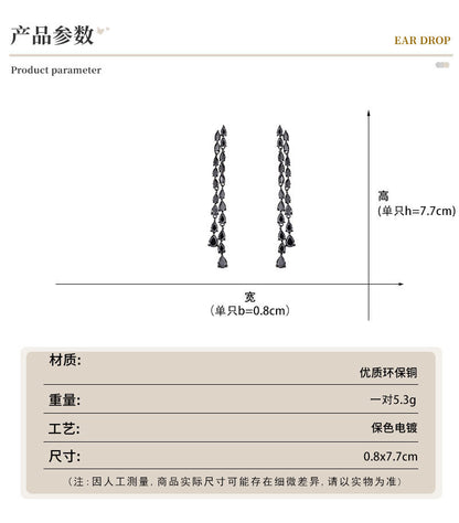 Light Luxury Long Style Dynamic Zircon Water Drop Tassel Earrings s925Silver Needle Elegant Slimming Earrings Luxurious Fashion Ear Jewelry