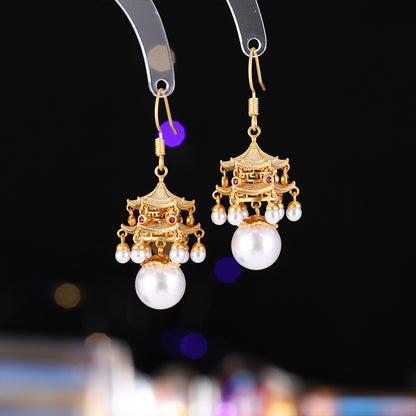 New High-End Rhttps://cdn.shopify.com/s/files/1/0714/1392/3989/files/431ddb6a-3c22-4386-96ef-687b07d471d4.jpg?v=1751779785ed Agate Pearl Tassel Ancient Style Earrings New Chinese Style High-End Pavilion Palace Lantern Court Style Earrings