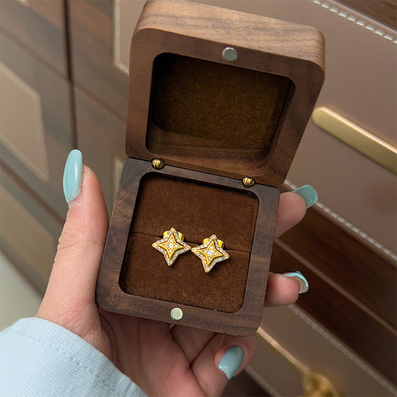 Xiaohongshu Hot-Selling Retro Light Luxury Fashion Versatile Exquisite Small Brushed Gourd Earrings High-End Sense Temperament Ear Jewelry