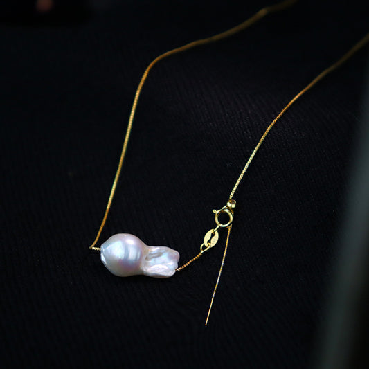 Vintage Minimalist Baroque Pearl Necklace Full Body925Silver Light Luxury Niche Temperament Versatile High Color Retention Clavicle Chain