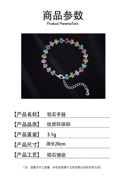 Candy Series Dopamine Zircon Inlaid Geometric Water Drop Exquisite Bracelet High-end Light Luxury Niche Versatile Women's Jewelry
