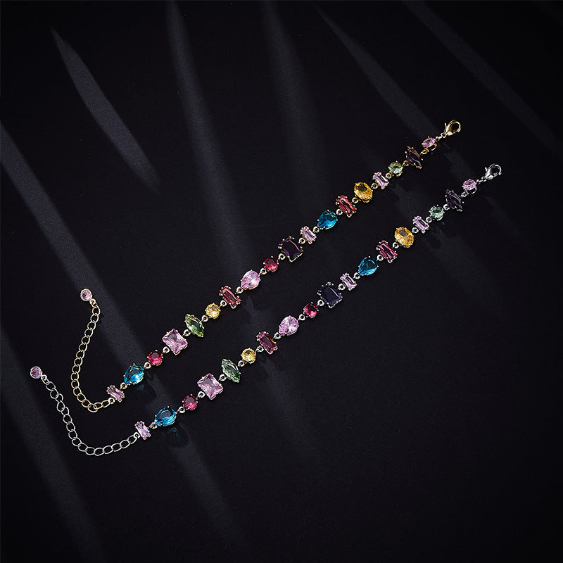 Candy Series Dopamine Zircon Inlaid Geometric Water Drop Exquisite Bracelet High-end Light Luxury Niche Versatile Women's Jewelry