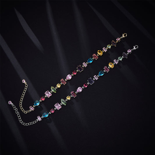 Candy Series Dopamine Zircon Inlaid Geometric Water Drop Exquisite Bracelet High-end Light Luxury Niche Versatile Women's Jewelry